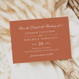 Klassieke Elegant Terracotta Oranje Wedding Save The Date