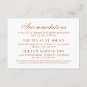 Klassieke Elegant Terracotta Wedding Accommodation Informatiekaartje (Voorkant)