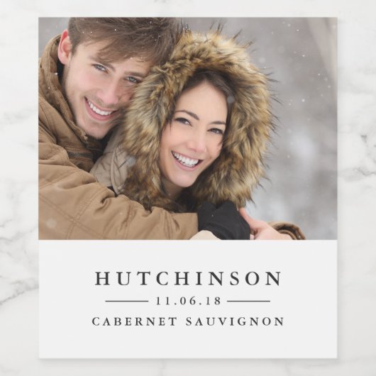 Klassieke Elegant Wedding Favor Foto Wine Labels Wijn Etiket (Enkel label)