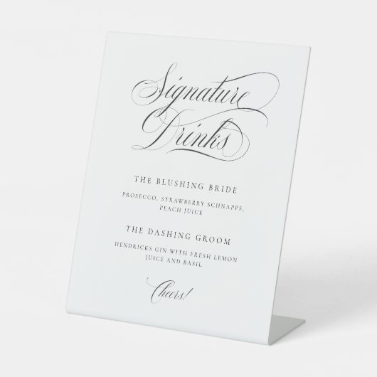 Klassieke Elegant Wedding Signature Drink Pedestal Reclamebord Met Voetstuk (Voorkant)