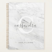 Klassieke Elegant White Monogram Marble Texture Planner (Voorkant)