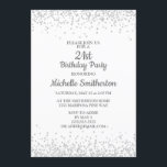 Klassieke Elegant White Silver Glitter 21st Birthd Kaart<br><div class="desc">Klassieke en elegante uitnodiging van de 21ste verjaardagspartij in wit met zilveren glitter en een calligrafische doopvont.</div>