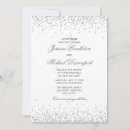 Klassieke Elegant White Silver Glitter Wedding Kaart