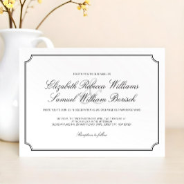Klassieke Elegant White Simple Wedding Invite Kaart