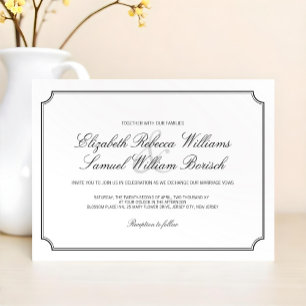 Klassieke Elegant White Simple Wedding Invite Kaart