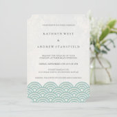 Klassieke elegant zacht groen + wit strand huwelij kaart (Staand voorkant)