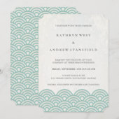 Klassieke elegant zacht groen + wit strand huwelij kaart (Voorkant / Achterkant)