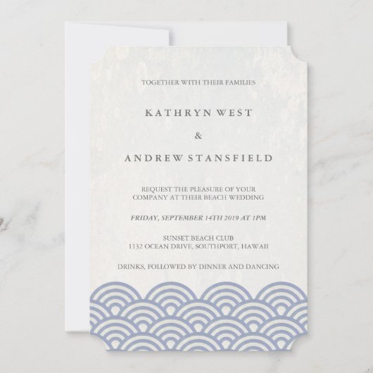 Klassieke elegant zacht Paars + witstrand bruiloft Kaart (Voorkant)