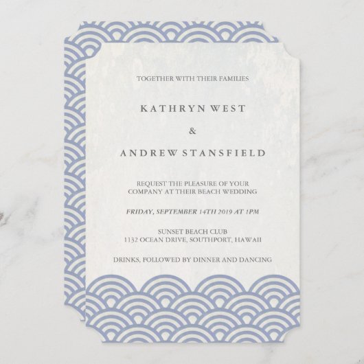 Klassieke elegant zacht Paars + witstrand bruiloft Kaart (Voorkant / Achterkant)