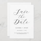 Klassieke elegant zwart en wit sparen de Datum Kaart (Voorkant / Achterkant)