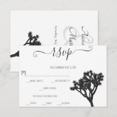 Klassieke Elegant Zwart & Wit Joshua Tree RSVP Kaartje (Voorkant / Achterkant)