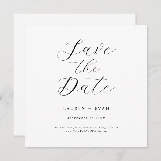 Klassieke elegant zwart-wit vierkant sparen de Dat (Voorkant / Achterkant)