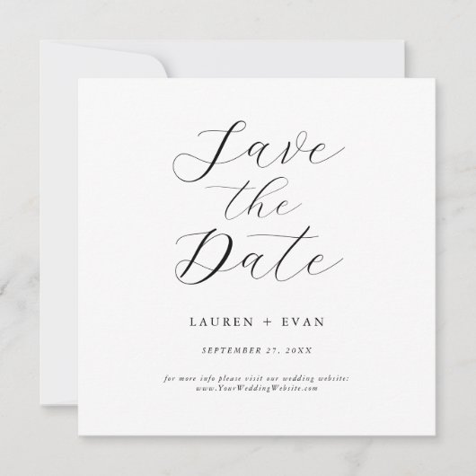 Klassieke elegant zwart-wit vierkant sparen de Dat (Voorkant)