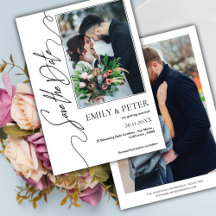 Klassieke Elegante 2 Foto Bruiloft Save the Date