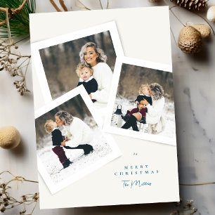 Klassieke elegante 4 foto collage Vrolijk Kerstmis Feestdagenkaart