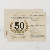 Klassieke elegante 50e middelbare school reünie - briefkaart (Voorkant / Achterkant)