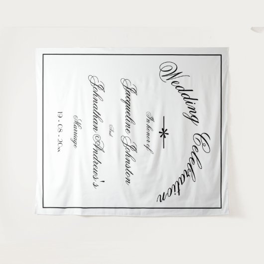 Klassieke Elegante Aangepaste Witte Trouw Achtergr Wandkleed (Voorkant (horizontaal))