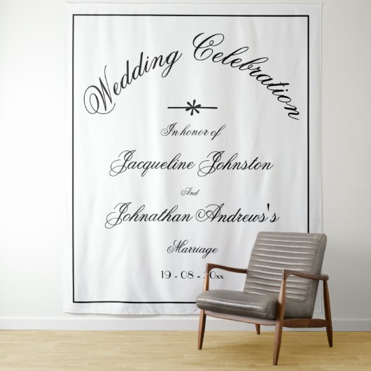 Klassieke Elegante Aangepaste Witte Trouw Achtergr Wandkleed (In situ)