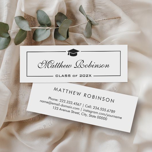Klassieke elegante Afstuderen Afstuderen Kaart inv Mini Visitekaartje
