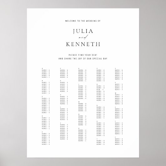 Klassieke elegante alfabetische bruiloft poster (Voorkant)