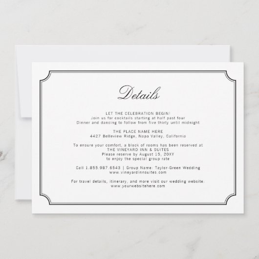 Klassieke Elegante All-in-One Witte Eenvoudige Huw Kaart (Achterkant)