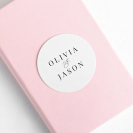 Klassieke Elegante Ampersand Witte Bruiloft Ronde Sticker