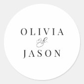 Klassieke Elegante Ampersand Witte Bruiloft Ronde Sticker (Voorkant)