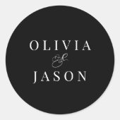 Klassieke Elegante Ampersand Zwart-wit bruiloft Ronde Sticker (Voorkant)