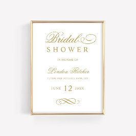 Klassieke Elegante Antieke Gouden Trouw Bruidsdouc Poster