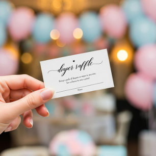 Klassieke elegante Baby shower diaper Raffle Ticke Notitiekaartje