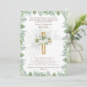 Klassieke elegante BAPTISM nodigt witte rozen goud (Staand voorkant)