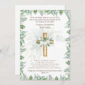 Klassieke elegante BAPTISM nodigt witte rozen goud (Voorkant / Achterkant)