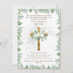 Klassieke elegante BAPTISM nodigt witte rozen goud