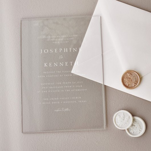 Klassieke Elegante Bijbelvers Christelijke bruilof Acryl Uitnodigingen