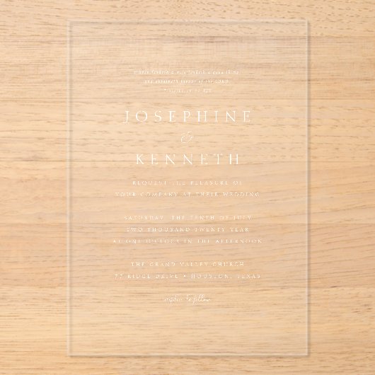 Klassieke Elegante Bijbelvers Christelijke bruilof Acryl Uitnodigingen (Voorkant)