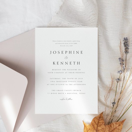 Klassieke Elegante Bijbelvers Christelijke bruilof Kaart