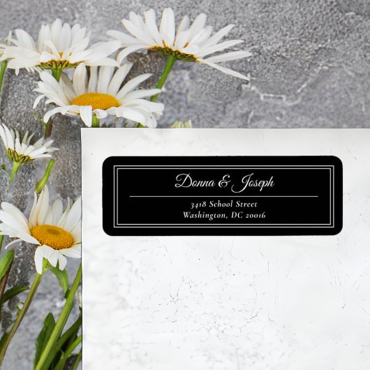 Klassieke elegante Black Wedding Return Address Etiket