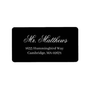 Klassieke elegante Black Wedding Return Address La Etiket