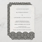 Klassieke elegante Black+White Beach bruiloft Kaart (Voorkant / Achterkant)