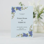 Klassieke elegante blauwe bruiloft uitnodiging (Staand voorkant)