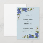 Klassieke elegante blauwe bruiloft uitnodiging (Voorkant / Achterkant)