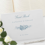Klassieke Elegante Blauwe en Witte Bloemen Gastenboek