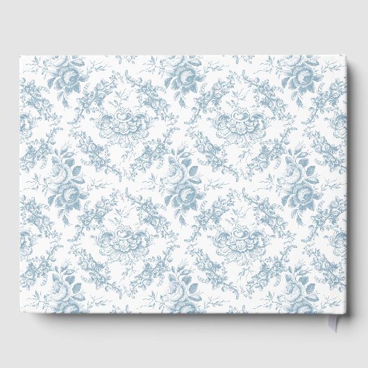 Klassieke Elegante Blauwe en Witte Bloemen Gastenboek (Achterkant)