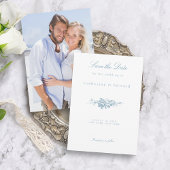 Klassieke Elegante Blauwe en Witte Bloemen Save The Date
