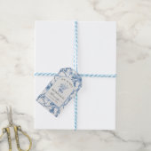 Klassieke Elegante Blauwe en Witte Chinoiserie Bru Cadeaulabel (Met Touw)