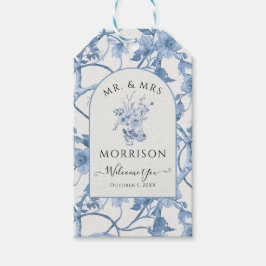 Klassieke Elegante Blauwe en Witte Chinoiserie Bru Cadeaulabel
