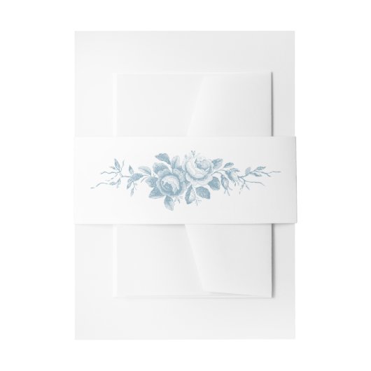 Klassieke Elegante Blauwe Gegraveerde Bloemen Uitnodigingen Wikkel (Voorkant Voorbeeld)