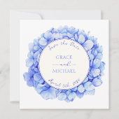Klassieke Elegante Blauwe Hydrangea Bloem Chic Wed Save The Date (Voorkant)