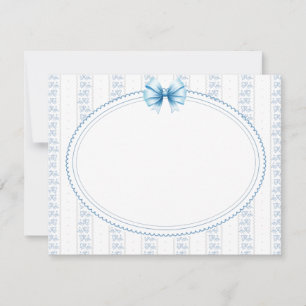 Klassieke Elegante Blauwe & Witte Lint Boog Bedank Notitiekaartje
