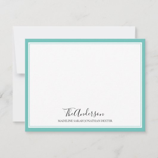 Klassieke, elegante Blauwgroen uitlijnrand van de  Notitiekaartje (Voorkant)